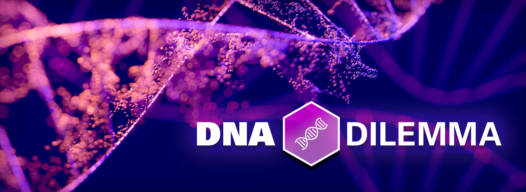 DNA Strand on purple background with title DNA Dilemma